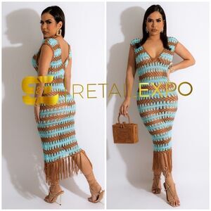 Tassled Crochet Swimwear Coverup Dress